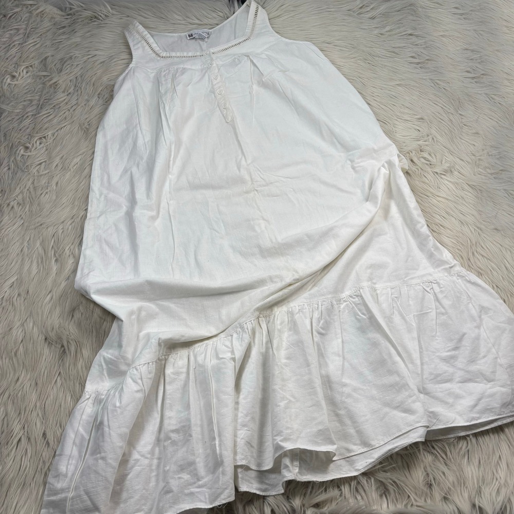 Vintage Vandemere Women's M White Cotton Maxi Night Dress Cottagecore Modest